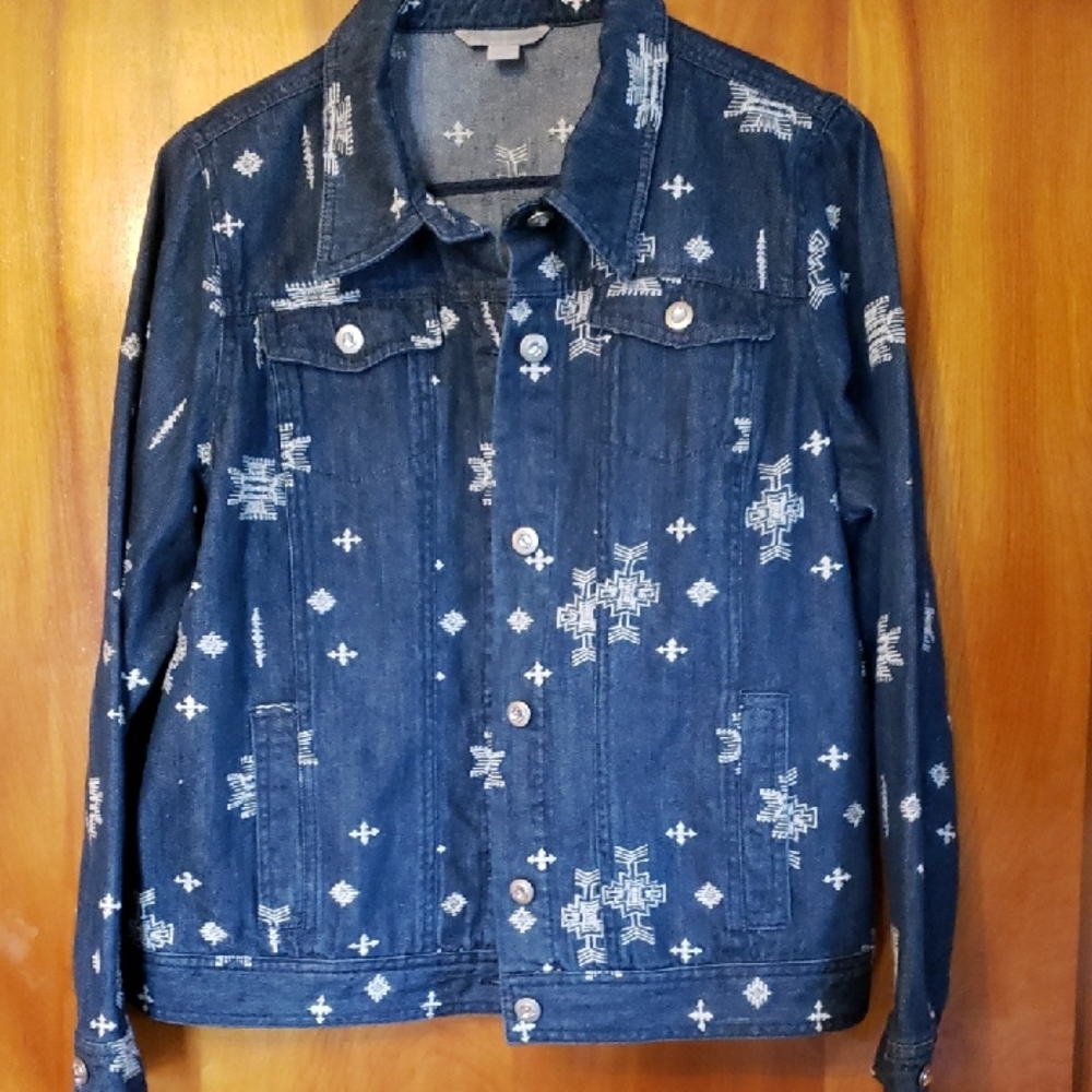 Laura Ashley Western Embroidered Jean Jacket Denim